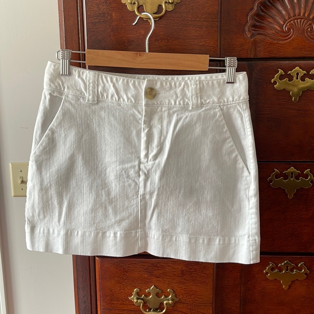GAP white denim mini skirt
